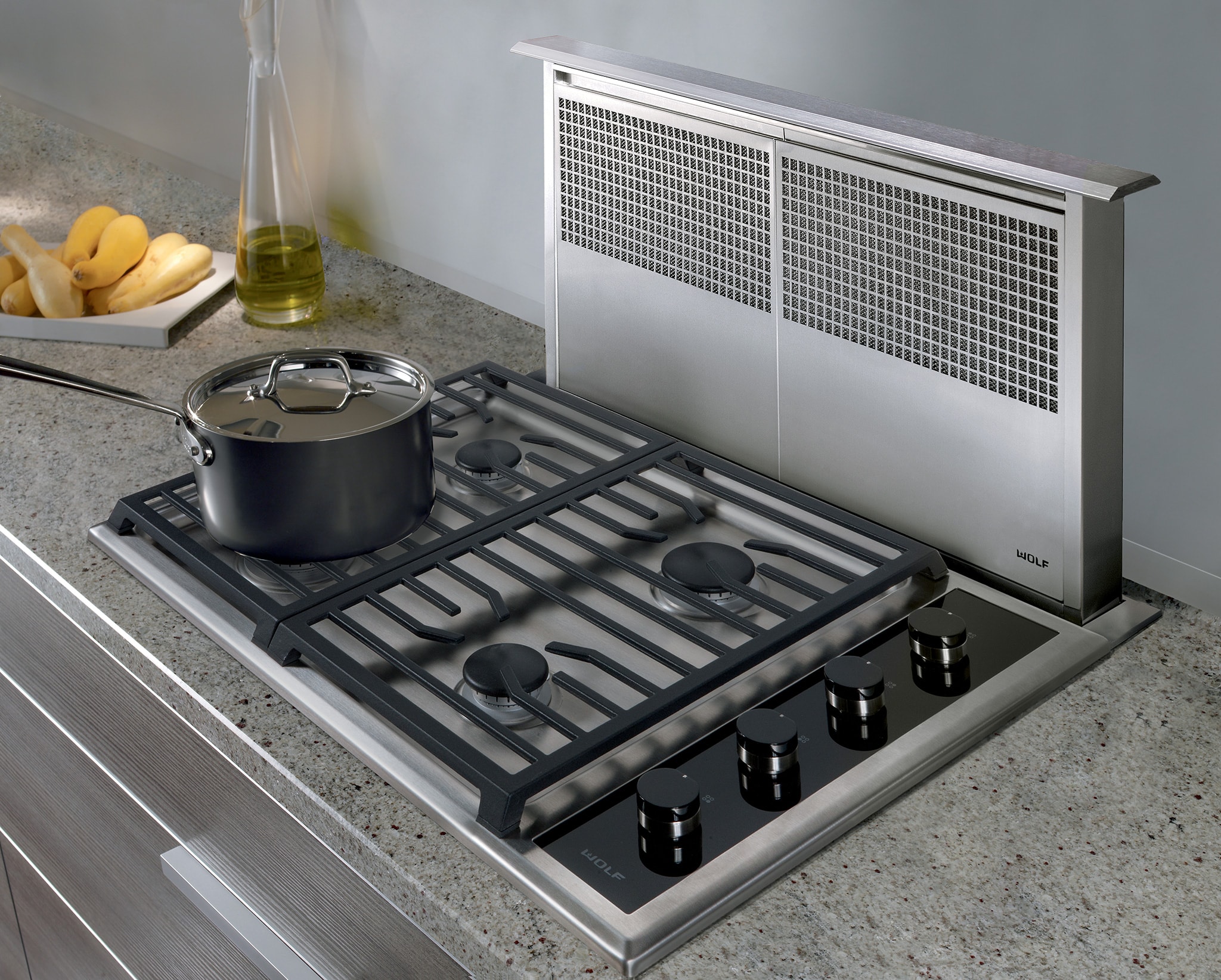 range cooker with downdraft extractor