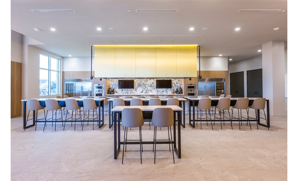 The demonstration area of the Sub-Zero, Wolf, and Cove Showroom in Cincinnati, Ohio hosting product demonstrations.