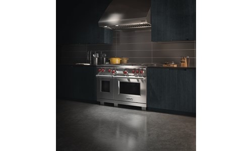 Wolf Dual Fuel Range and Pro Wall Hood featured at Food is Art International