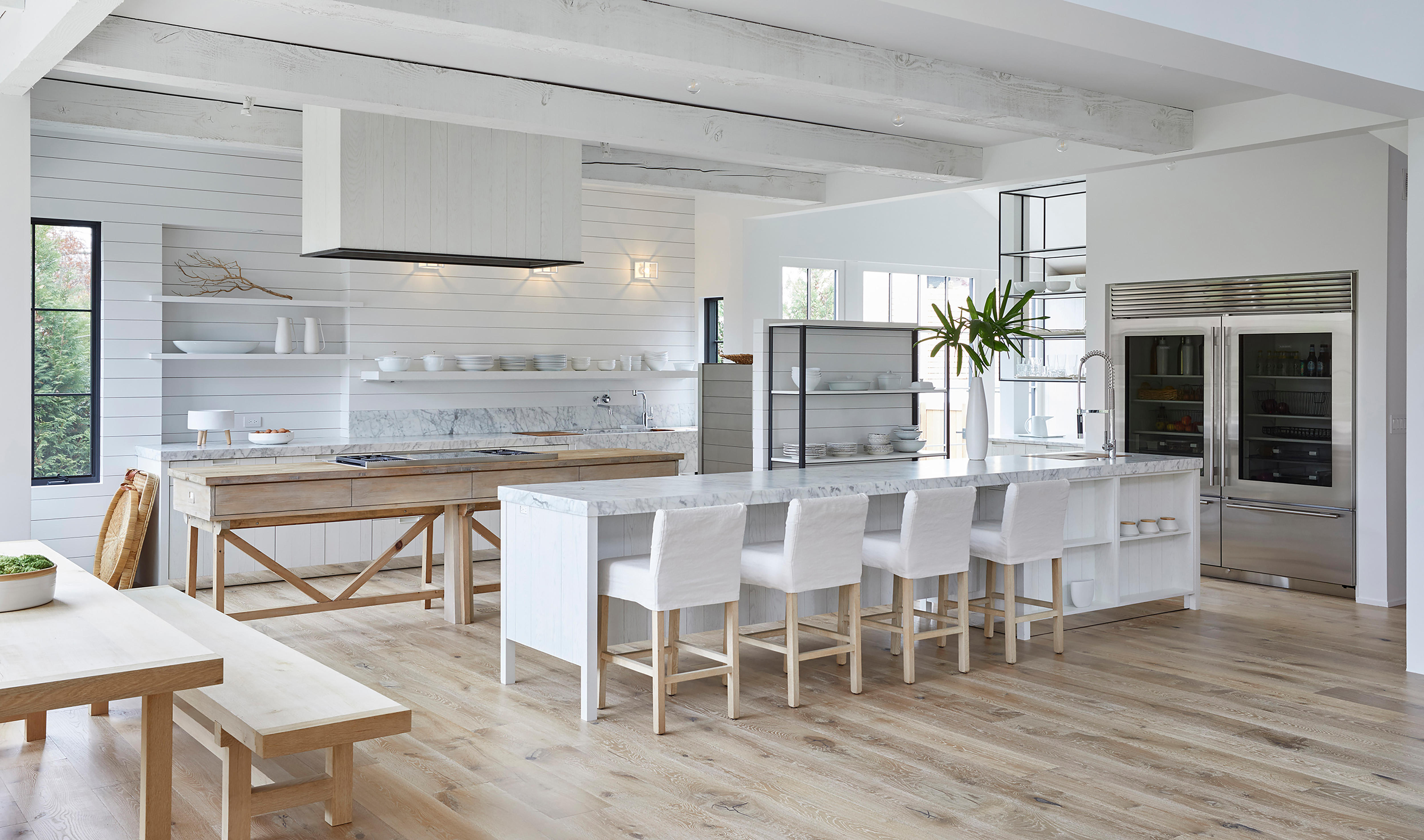 Sub-Zero 36" Classic Over-and-Under with Glass Door refrigerator in Fresh Start by Mick De Giulio.