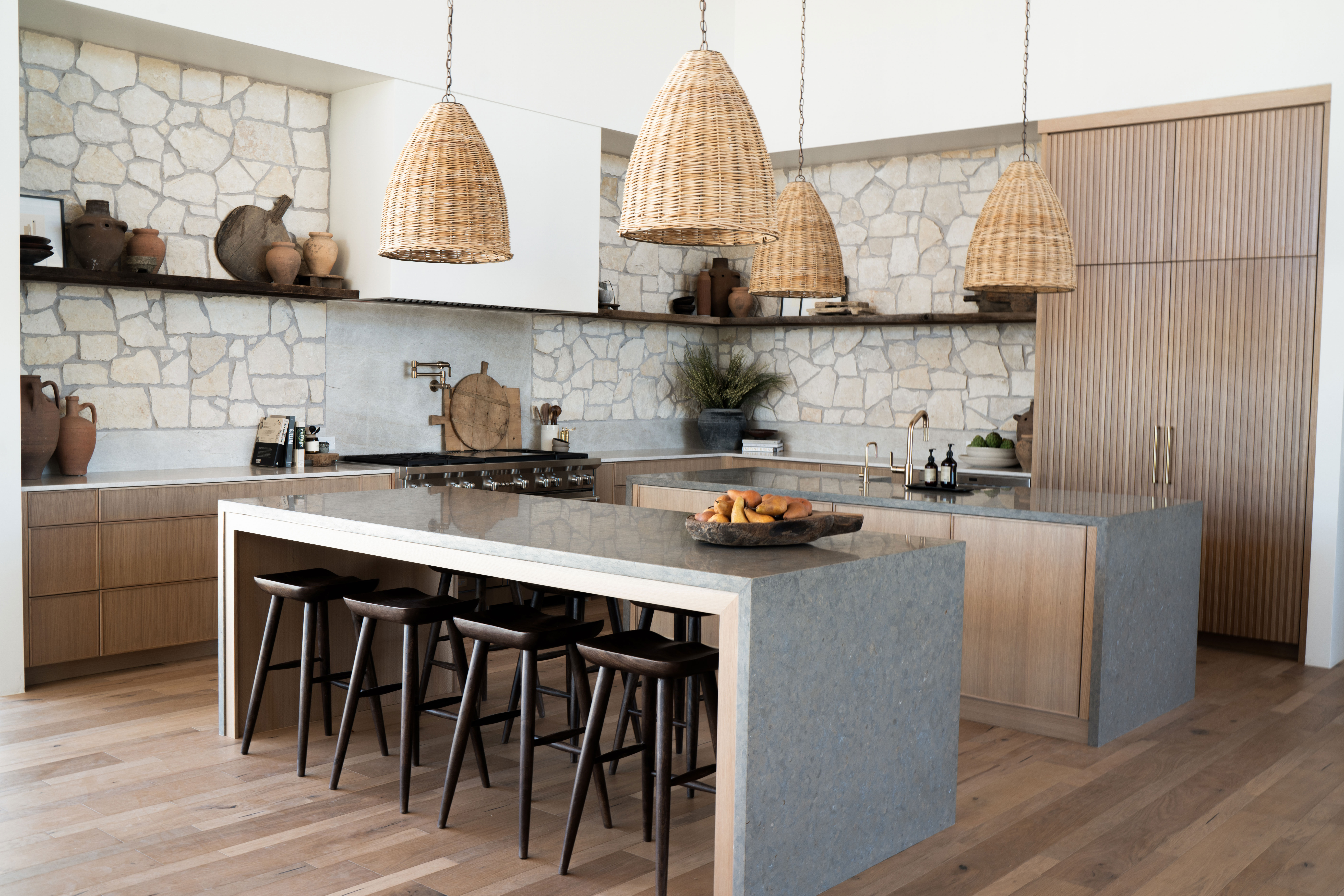 Sub-Zero, Wolf and Cove 2019-2021 KDC Finalist Tulum House featuring IC-30FI 30" All Freezer Column with Ice Maker, IC-30R 30" All Refrigerator Column, MD24TE/S 24" Transitional Drawer Oven and GR606DG 60" Range - 6 Burners and Infrared Dual Griddle