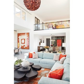 An eclectic palette of hot and cool colors is displayed throughout this contemporary arizona home