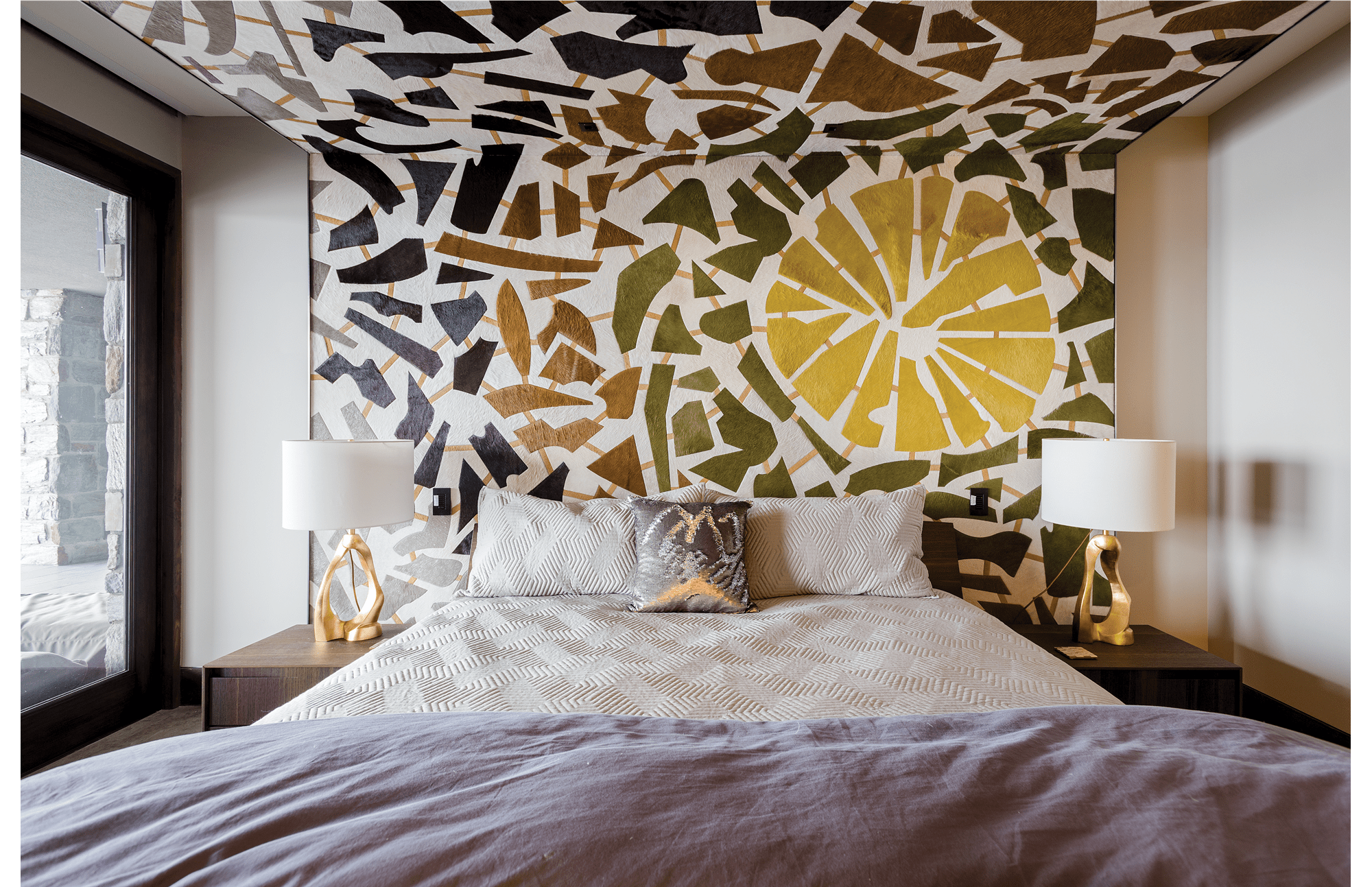 Designer Kyle Bunting has a creative style that incorporates unique pieces into every space, like this decorative bedroom.