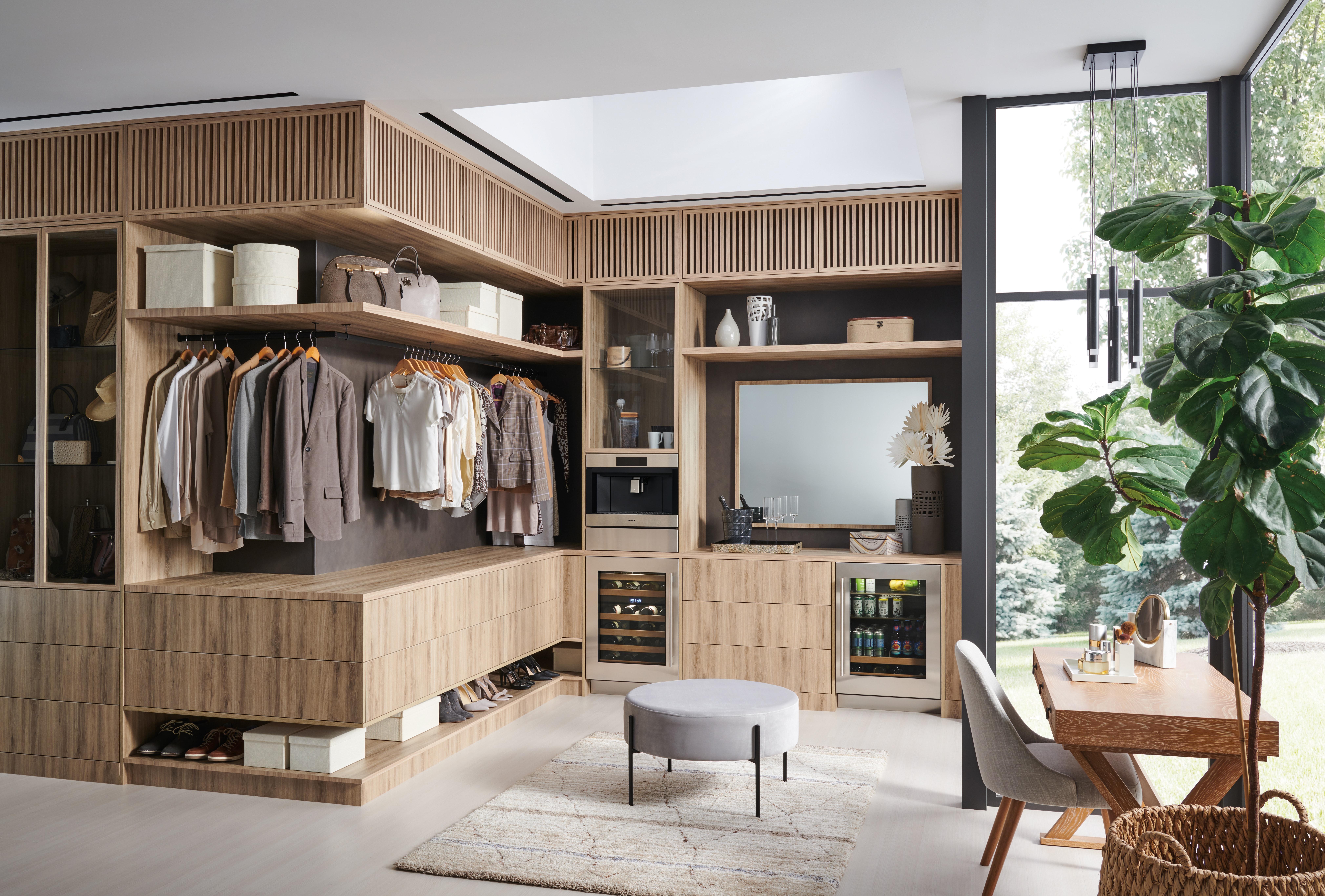 Sub-Zero and Wolf appliances can be thoughtfully placed in the most convenient of places, like closets, bathrooms, and spas.