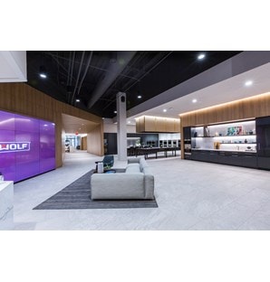 Inside the Sub-Zero Showroom in Cincinnati, Ohio showcasing a myriad of Sub-Zero, Wolf, and Cove appliances. 