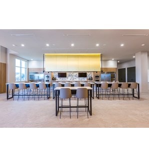 The demonstration area of the Sub-Zero, Wolf, and Cove Showroom in Cincinnati, Ohio hosting product demonstrations.