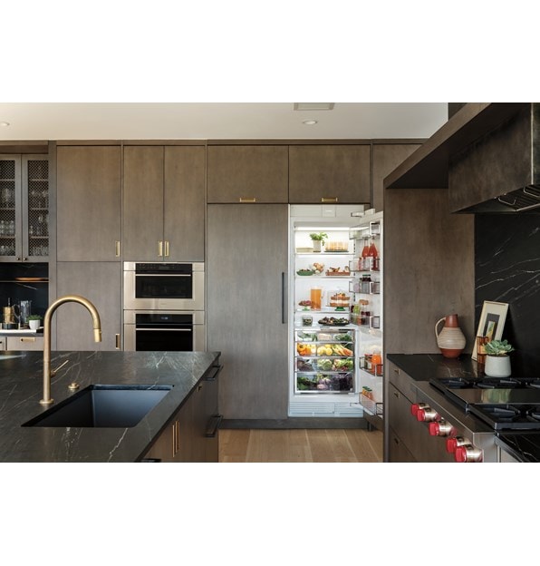 Sub-Zero 30 Inch Refrigerator Column with Internal Dispenser shown paired with Sub-Zero 30 Inch Freezer Column with Ice Maker provides all the room you need to keep food fresh