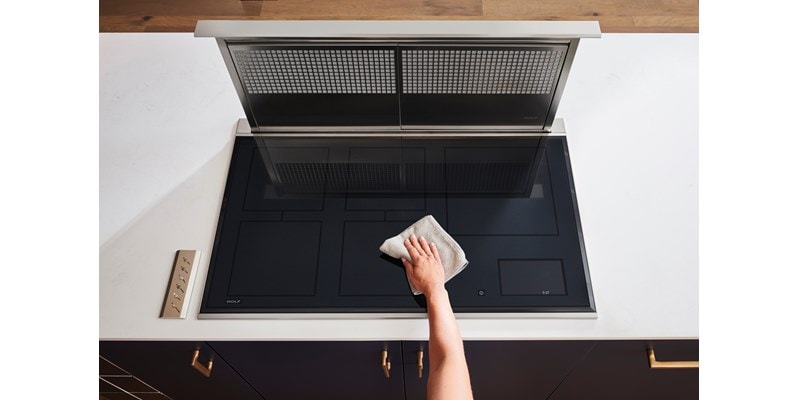 Cooking a full meal for friends and family is convenient with a Wolf Induction Cooktop thanks to the intuitive full-color touchscreen.