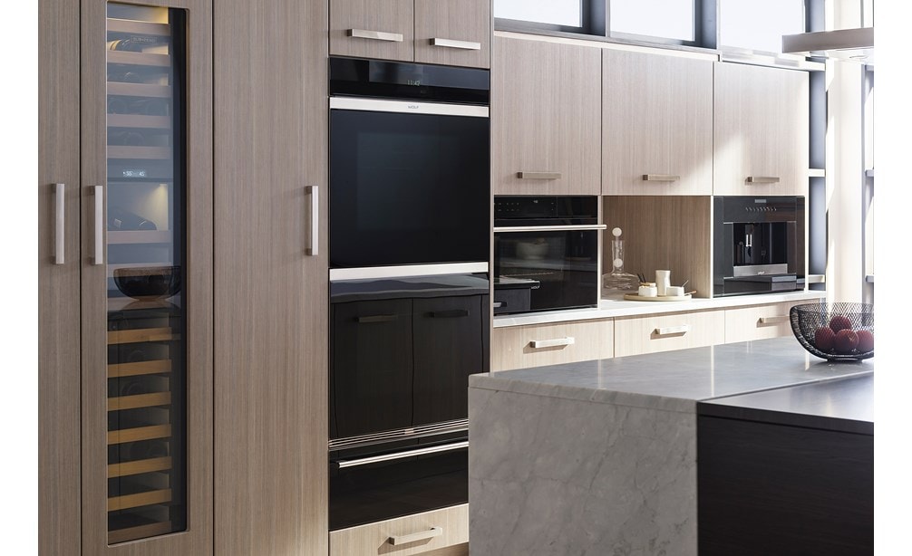 Wolf 30" E Series Contemporary Convection Steam Oven (CSO30CM/B/TH) with 30" M Series Contemporary Classic Double Oven (DO30CM/B)