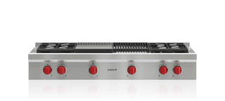 Wolf 122 cm Sealed Burner Rangetop - 4 Burners, Infrared Chargrill and Infrared Teppanyaki ICBSRT484CG