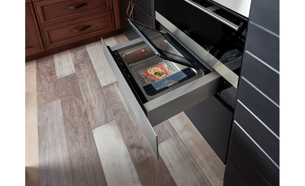 The Wolf 24" Vacuum Seal Drawer (VS24) shown adding power and performance in a traditional kitchen design