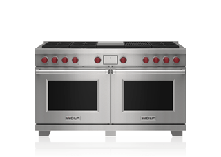 Wolf 152 cm Dual Fuel Range - 6 Burners, Infrared Chargrill and Infrared Teppanyaki ICBDF60650CG/S/P