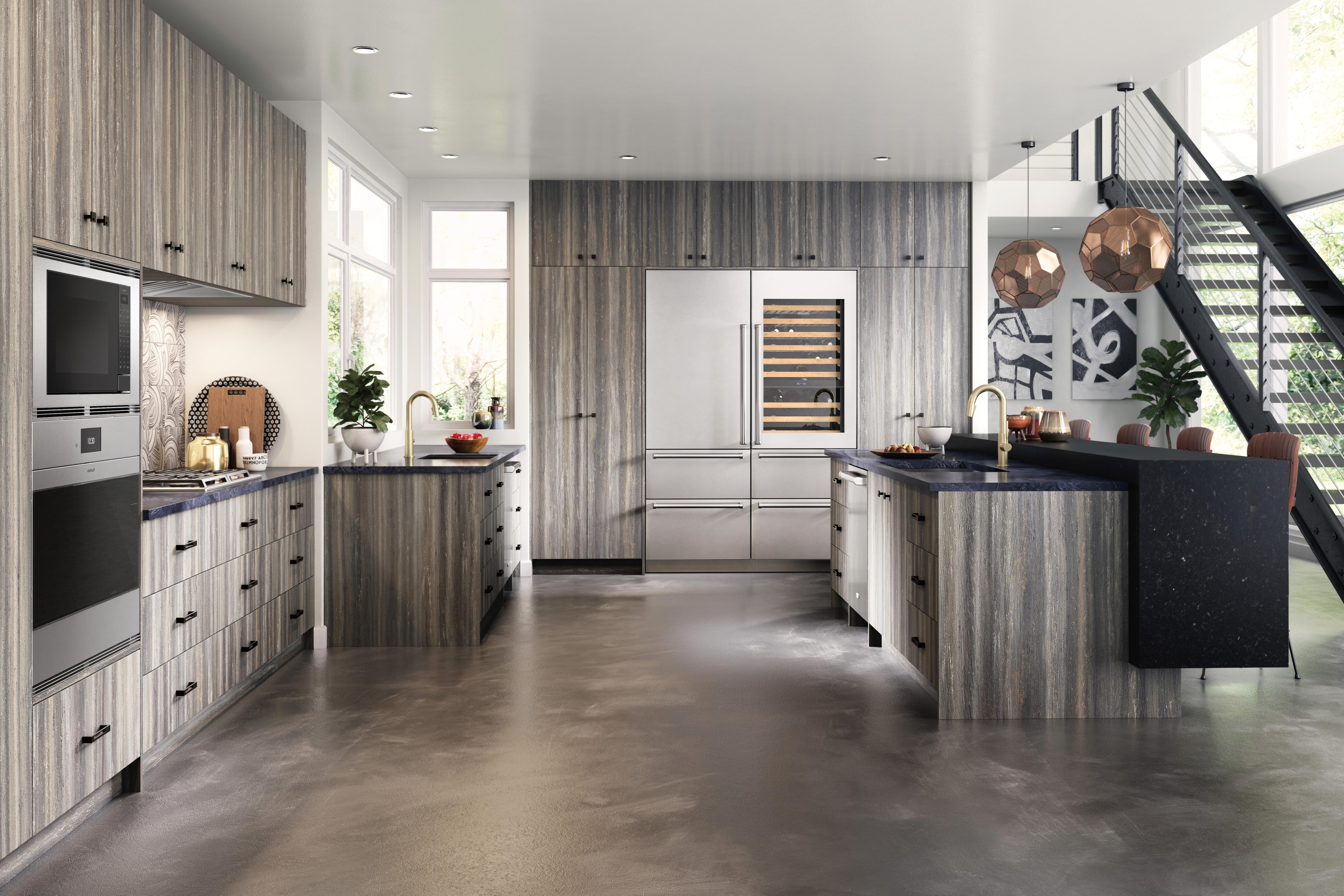 Sub-Zero 30" Designer Over and Under Refrigerator with Internal Dispenser (IT-30RID) with Wolf 24" Standard Microwave Oven (MS24)