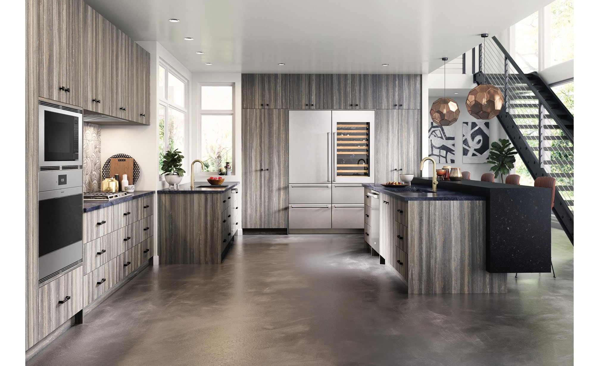 Sub-Zero 30" Designer Over and Under Refrigerator with Internal Dispenser (IT-30RID) with Wolf 24" Standard Microwave Oven (MS24)