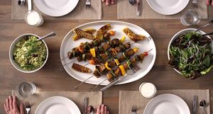 Beef Kabobs and Orzo Pasta Salad