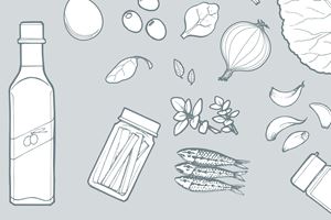 Alaskan Halibut over Roasted Pepper Risotto with Saffron Fennel Broth