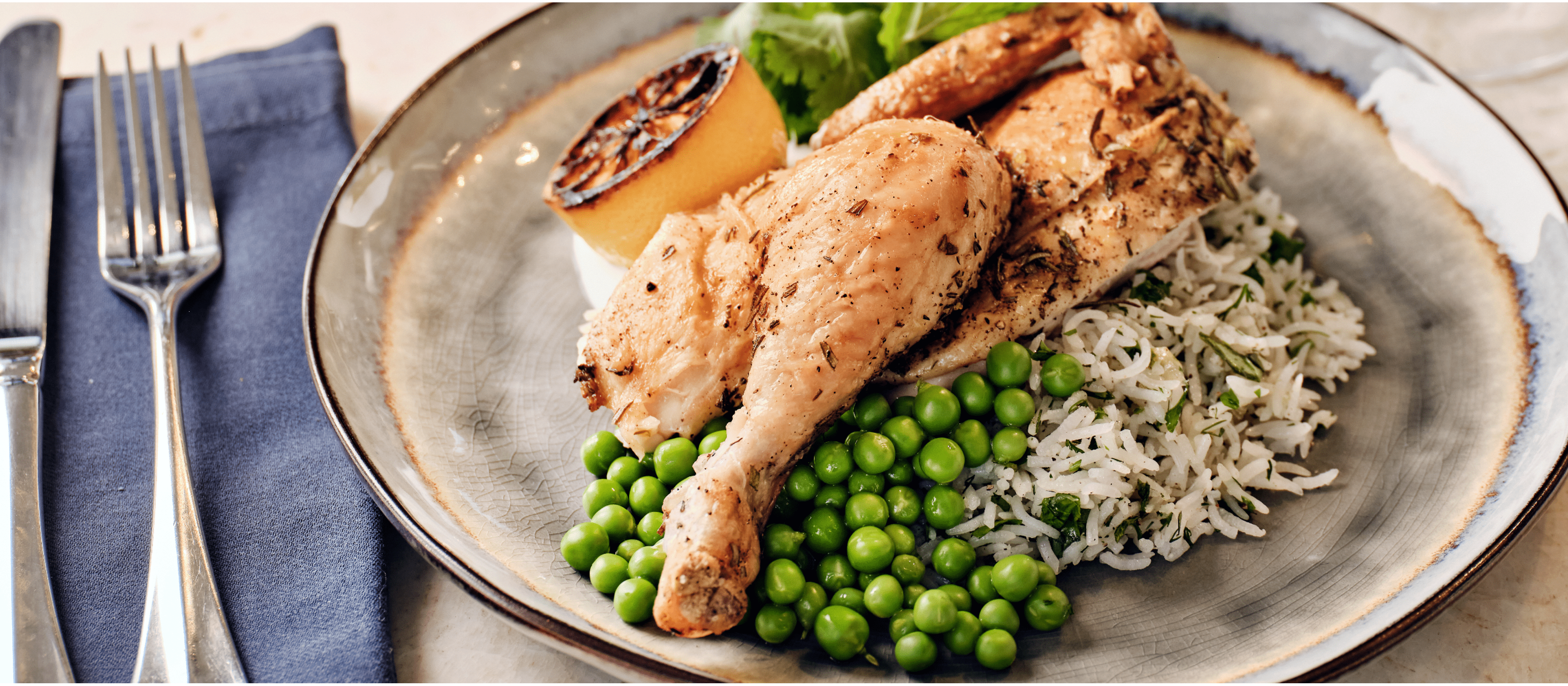 Roast chicken with herbed rice