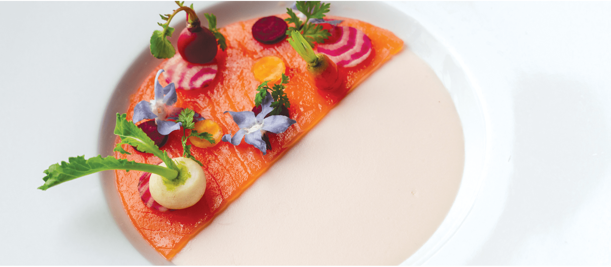 The Smoked Salmon Parfait recipe includes parfait, gravlax, and pickled vegetables.