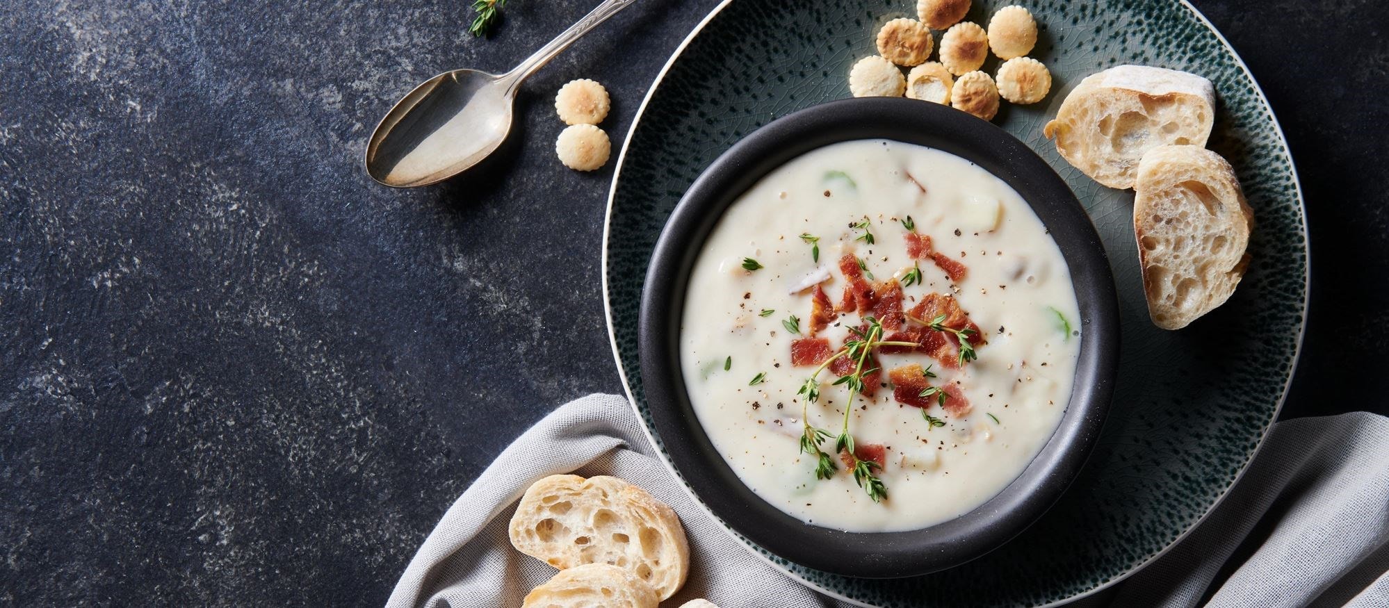 Easy and delicious New England Clam Chowder  recipe using the Simmer Mode setting of your Wolf Oven