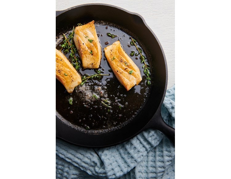 Easy and delicious Sea Bass with Chive-Garlic Compound Butter recipe using the Bake Mode setting of your Wolf Oven
