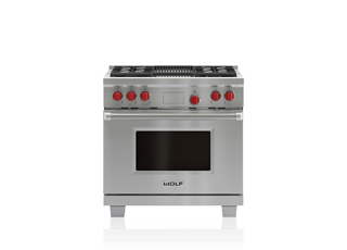 Wolf Legacy Model - 91 cm Dual Fuel Range - 4 Burners and Infrared Chargrill ICBDF364C