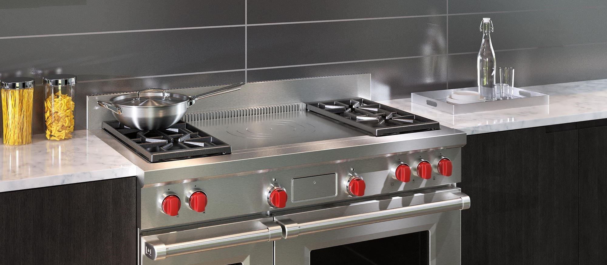 Wolf 48" Dual Fuel Range 4 Burners and French Top (DF484F)