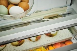 Sub-Zero Designer Series nano-coated shelf displaying a spilt liquid