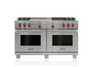 Wolf 152 cm Dual Fuel Range - 4 Burners, Infrared Chargrill and French Top ICBDF604CF